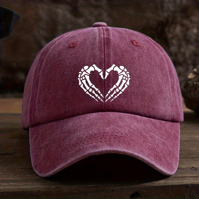 Heart-shaped Skull Hand-printed Baseball Hat Unisex Outdoor Fashion Versatile Peaked Cap Trend