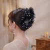 Women Mesh Flower Pearl Butterfly Crab Hair Clip Shark Hair Claw Ladies Girls Temperament Fashion Black Headwear