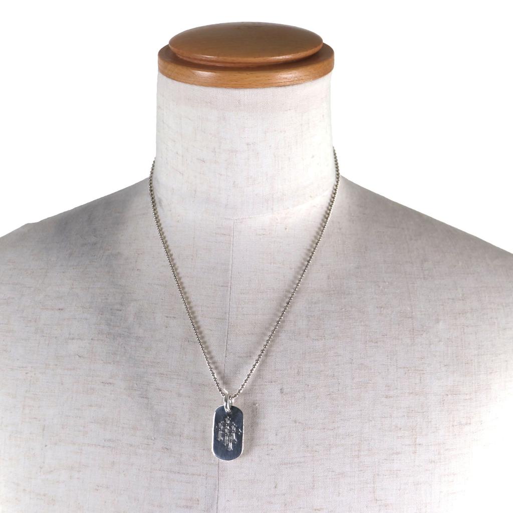 Great CHROME HEARTS Necklace D TAG SML Small Dog Tag Silver 925 Mens Used