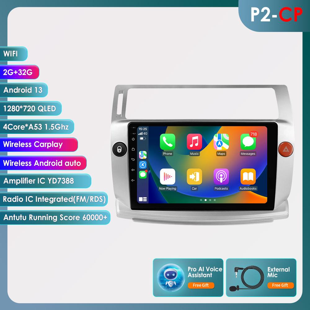 Ossuret Intelligent Car Radio Android for Citroen C4 C Triomphe C Quatre 2004-2009 Carplay Car Stereo Multimedia Video Player GPS 2din 7862 Audio