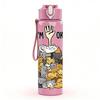 1PC I'm Ok Cat Stack Funny Print 750ml Color Plastic Sports Water Bottle Leakproof Flip Straw Lid Suitable for Sports Office Home Use