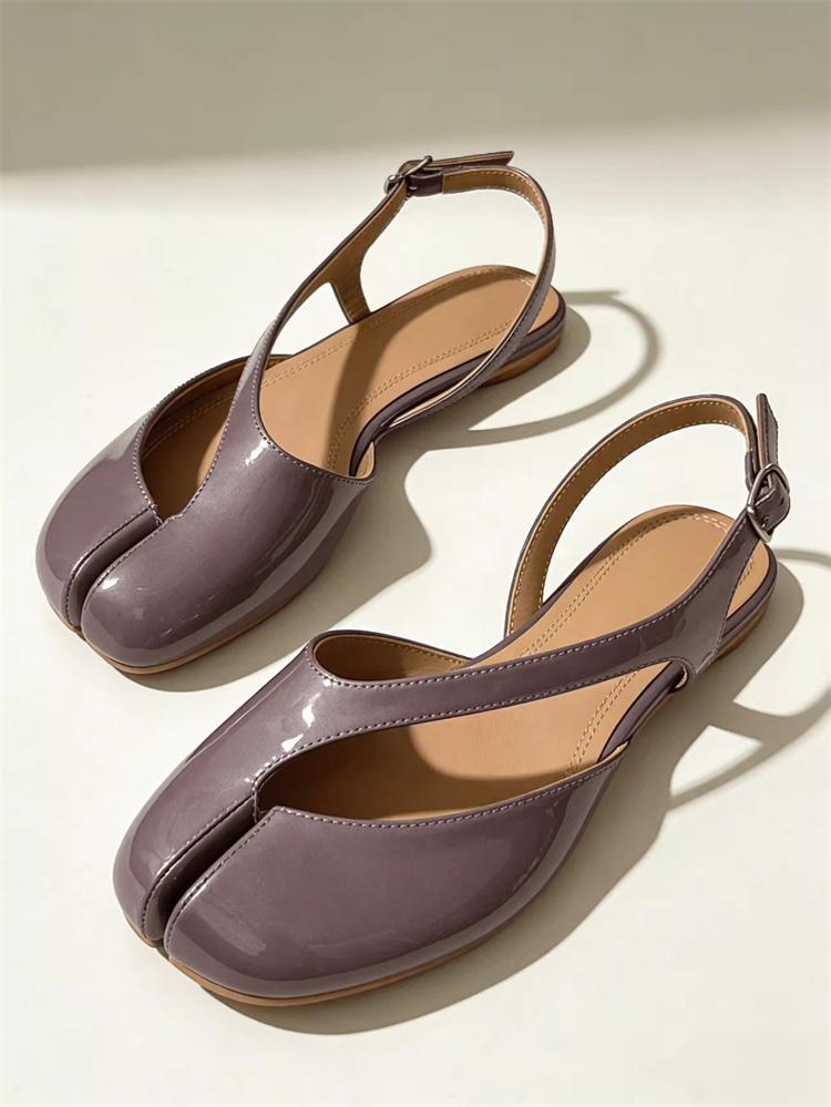Luxury Tabi Flat Women Sandals Summer Patent Leather Split Toe Ballet Shoes Woman Brand Designer Wedding Sandals For Women