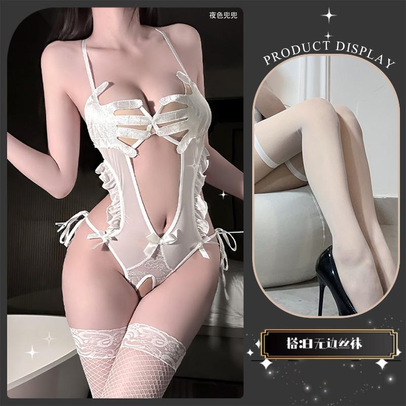Sexy Underwear Sexy Palm Print Fun Open Crotch Onesie Perspective Hot Temptation Suit Women's Lace Hollowed Out