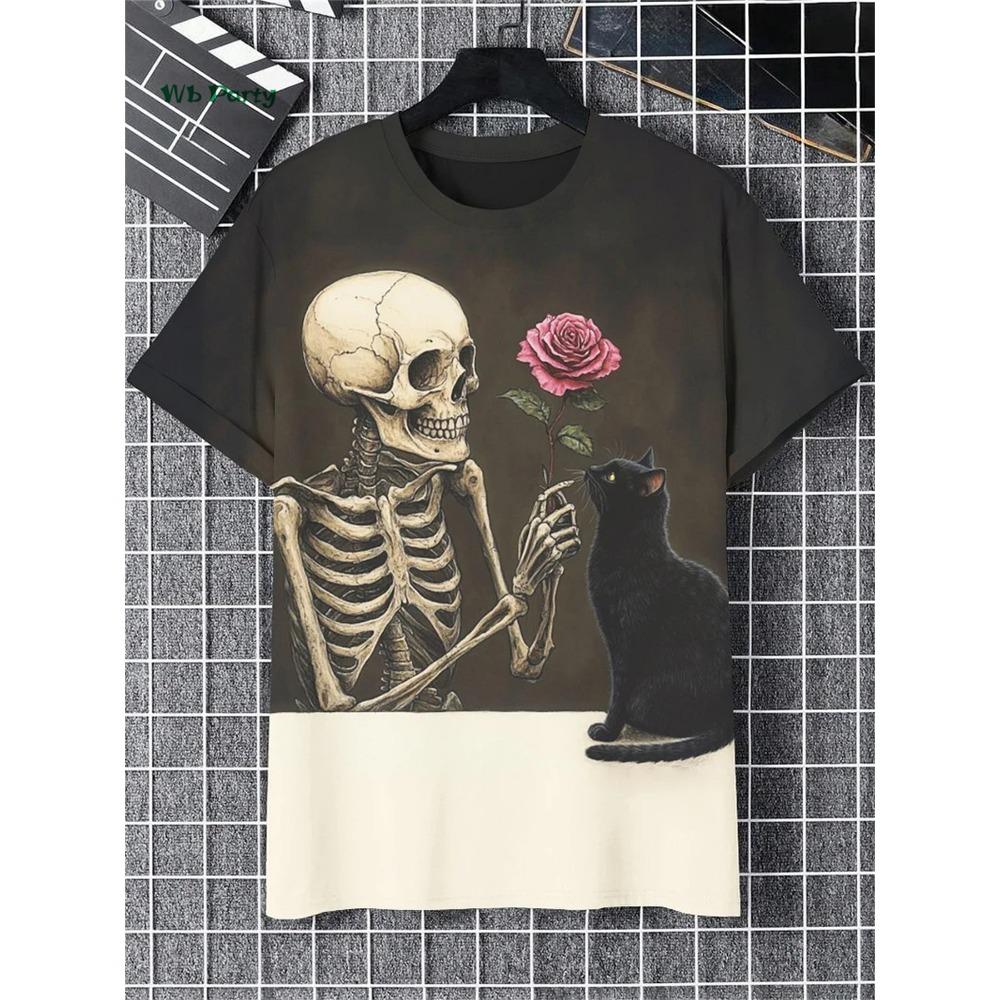 Fashion Men's T-Shirt 3D Cat Print Short Sleeve T-Shirt Art Design Funny T Shirt Summer Street Casual Oversized Men's Clothing