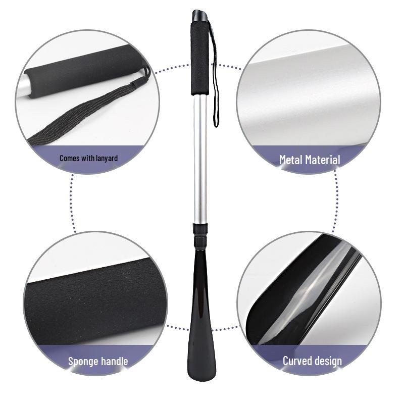 Adjustable Retractable Shoehorn with Long Handle for Elderly, Pregnant Women, and Easy Use