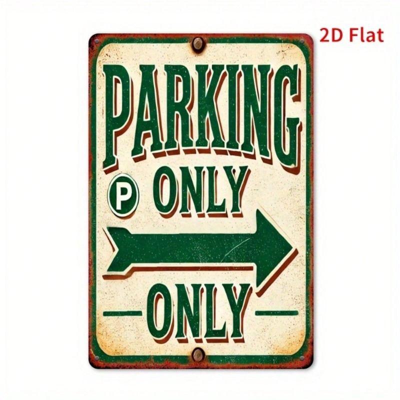 Metal Sign Vintage Parking Only with Green Arrow Retro Tin Poster for Wall Garage Decor 12x8 Inch
