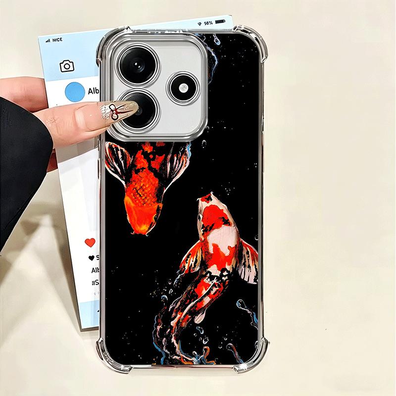 

Golden Carp Lucky Koi Plating Phone Case For Xiaomi Poco X5 X6 X7 X8 Pro Max F8 Ultra F7 M8 M7 M5S Redmi 15C 15 14C 13C 13 X3 12 Xiaomi Poco X8 Pro