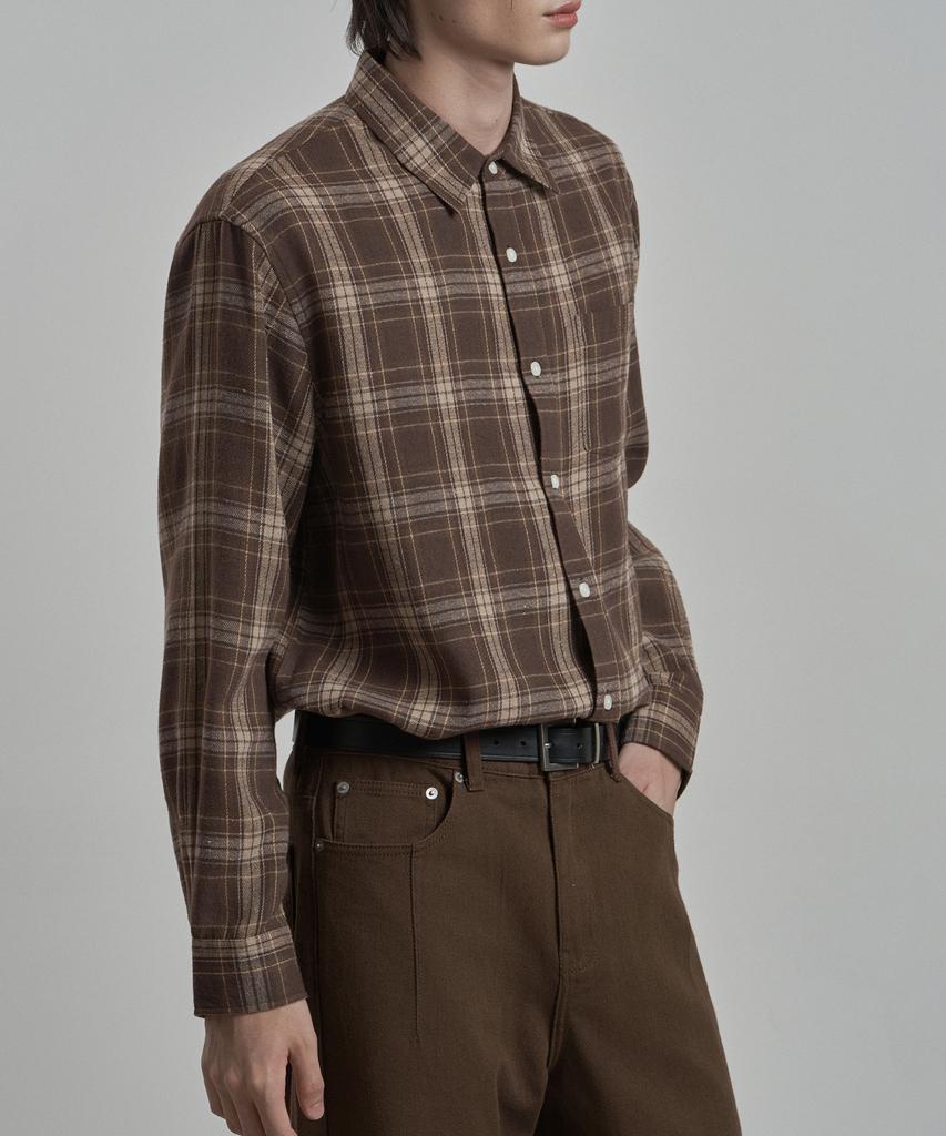WORK ON BODY OFF Norma Semi-Overfit Check Shirt [Brown]