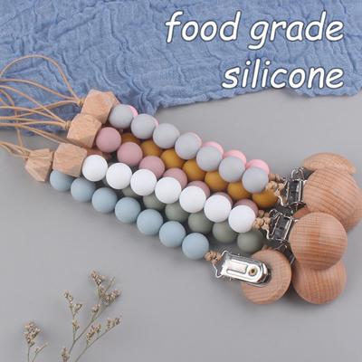 Klip na dudlík Potravinářské korálky bez BPA Dřevo DIY Držák klipu na dudlík Řetízek na dudlík Dětské potřeby