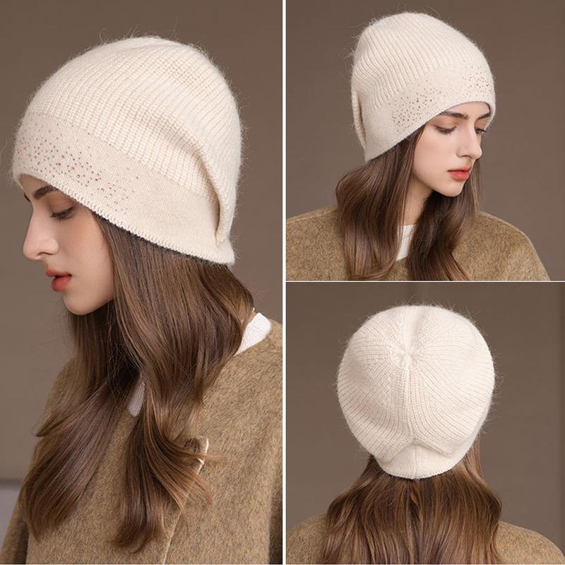 Thick Rabbit Fur Pullover Hat Women's Ear Protection Knitted Hat