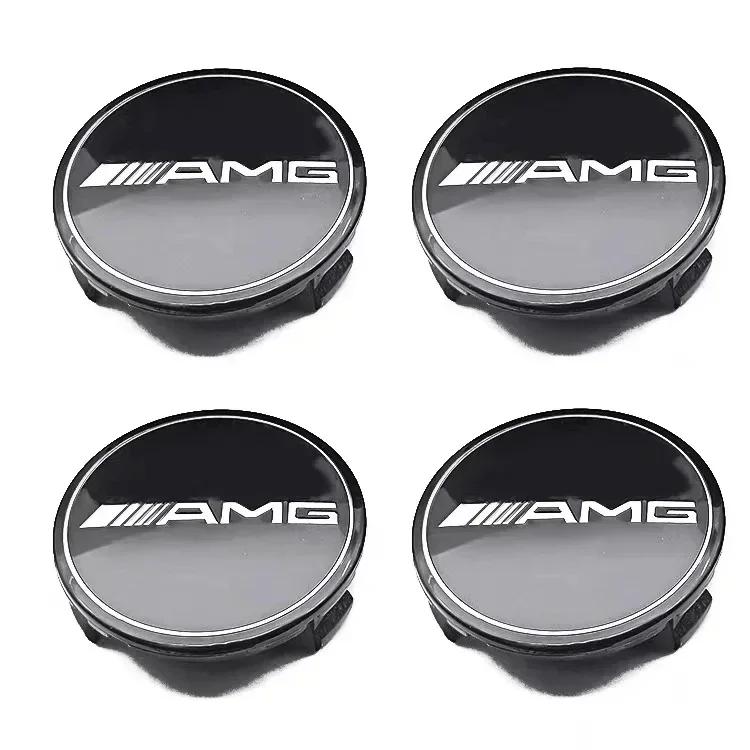 For Mercedes Benz 4 Pieces/Set 75mm For Mercedes Benz AMG W203 W206 W220 W205 W211 W212 Car Wheel Center Hub Caps Benz Emblem Ti
