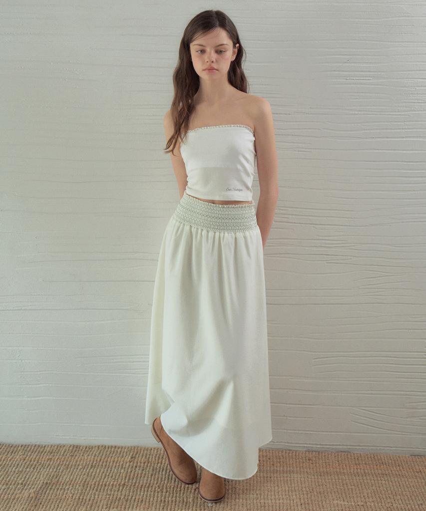 Aueonoseuteljia Linen Smocked Skirt_Cream(Ob6Sk06)