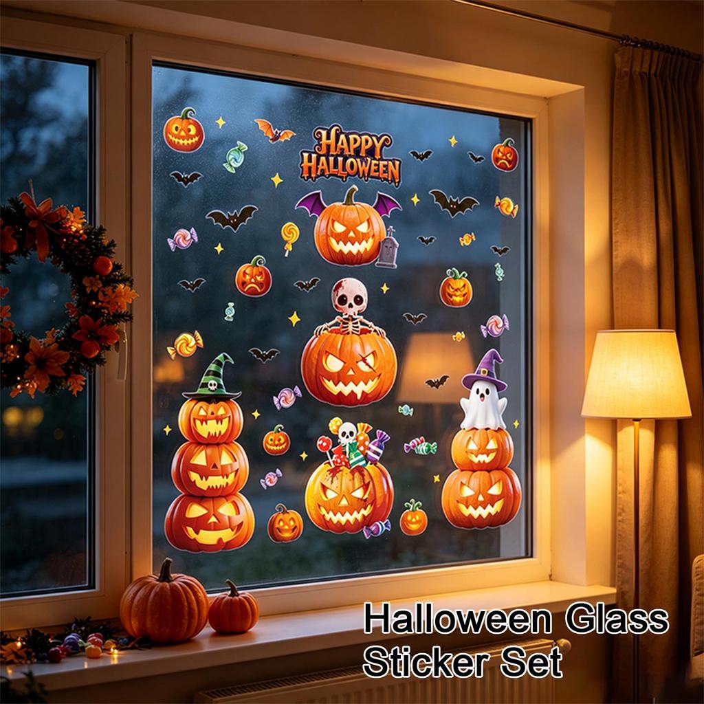 Halloween Window Clings Set - Glass Decals for Holiday Decor