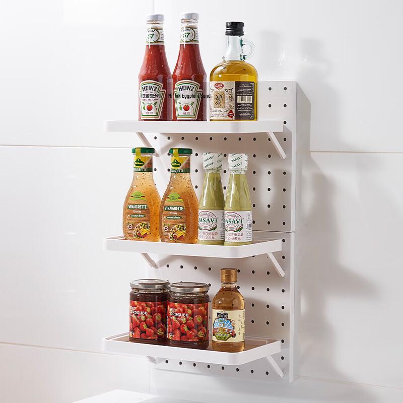 No-Drill Wall-Mounted Pegboard Storage Shelf