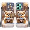 Handmade PU Leather Flip Case for Redmi Note 12 5G/Xiaomi Poco X5 Anti-Slip Shockproof Cover with Wrist Strap & Heart/Rose Cat Designs