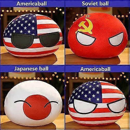 19ks Sada plyšáků Country Balls, 10cm Plyšová panenka Poland Ball, Přívěsky, Plněné hračky Dárky pro děti dospělé