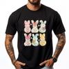 Cute Spring Floral Bunny Easter Coquette Easter Bunny Floral Graphic Shirts Unisex T Shirts Aesthetic