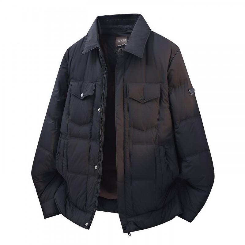 Mens Premium 90% Duck Down Puffer Jacket Winter Warm Outdoor Coat Loose Fit Solid Color With Faux Fur Collar