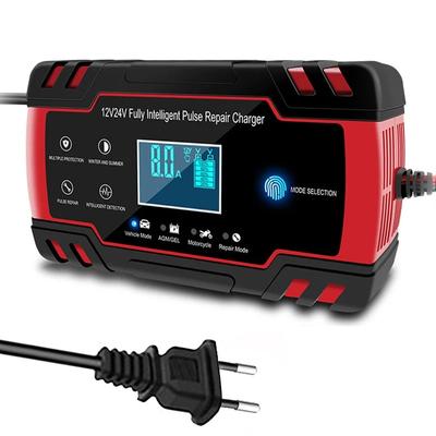 Cargador de Batería de Coche 12V 24V Reparación por Pulsos Pantalla LCD Carga Rápida Inteligente AGM Ciclo Profundo GEL Plomo-Ácido Cargador Para Auto Motocicleta