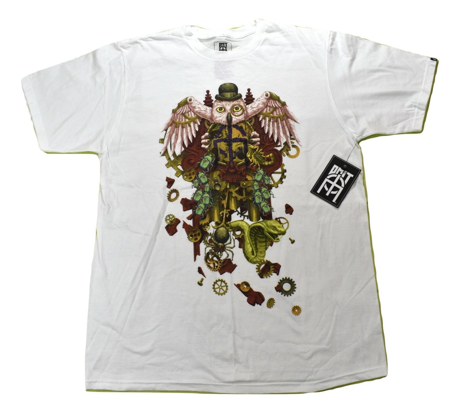 Omit Mens Owl Clock White Tee Shirt New L XL