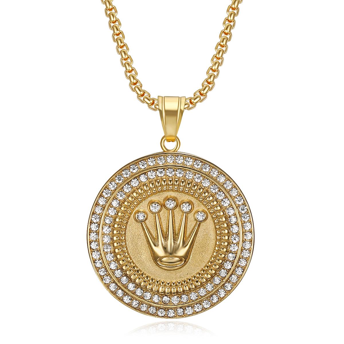 

Jewelry with Gold Plating and Inlaid Zircon Crown, Three Pendant Necklaces 3MM+60CM