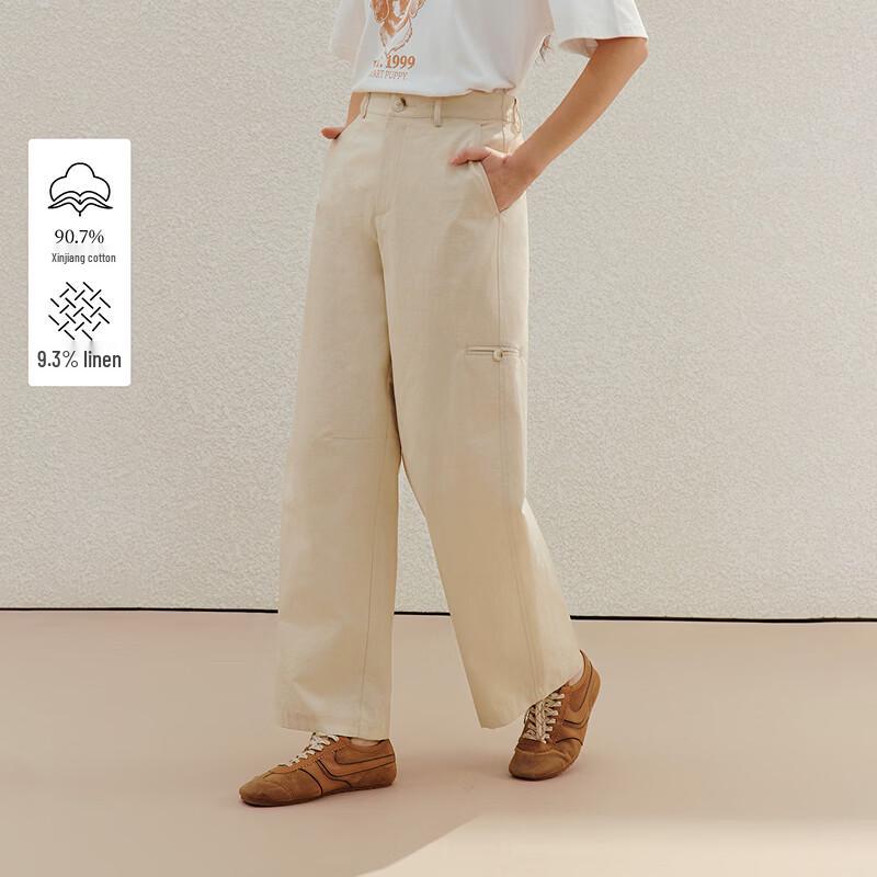 INMAN Women s Linen Blend Straight Cropped Pants 26