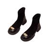 French thick heel Martin boots new autumn and winter thin bare boots small thick sole thick velvet short boots