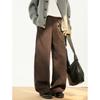| Retro Corduroy Simple Casual Pants Men's Autumn Structure Split Pleated Loose Straight Long Pants