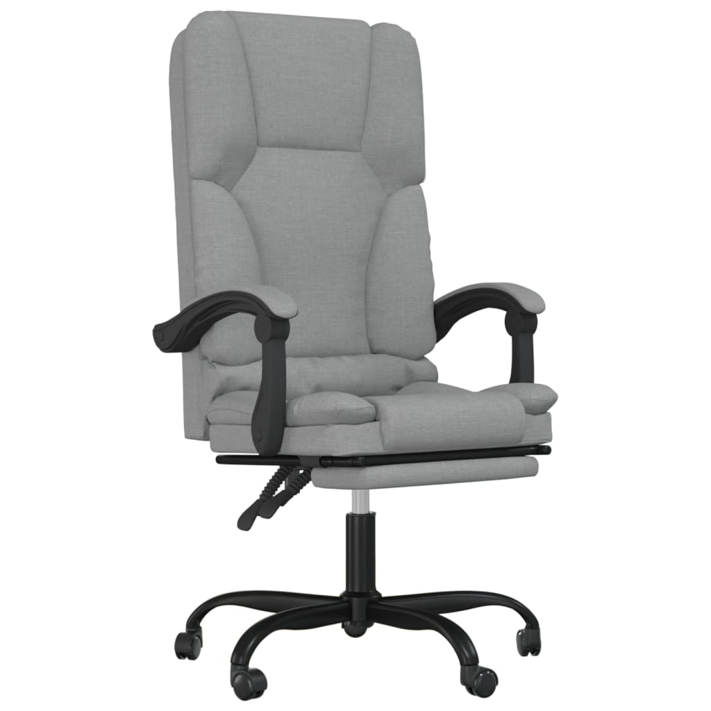 Office Chair with Massage Function Light Grey Fabric
