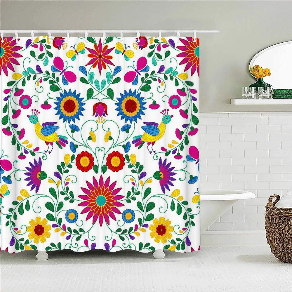 Kolorowy Tulipan Kwiaty Róży Drzewa Zasłona prysznicowa Zasłony Łazienkowe Natura Kwiat Wodoodporna Tkanina Polieste Wanna Wystrój Domu