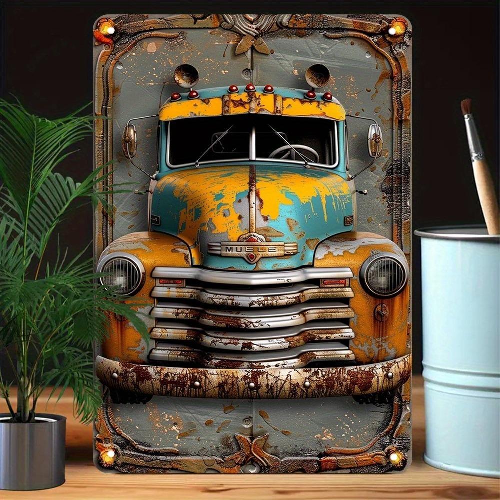 Tin Sign Vintage Durable Metal Plaque Wall Decor Home Office Bar Man Cave Rusty Old Classic Truck Retro Wall Art