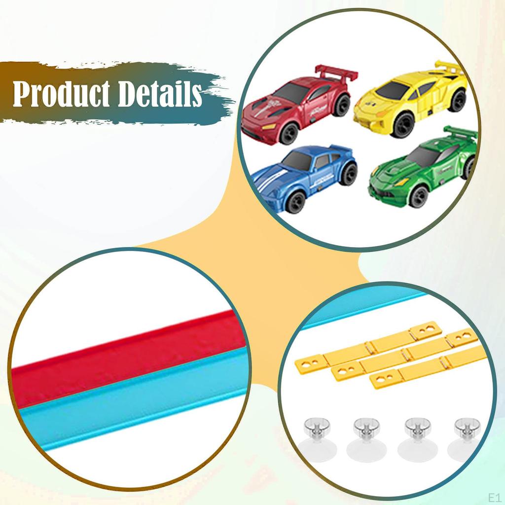 Flex Track for Age 3 4 5 6 7 Years Old with Suction Cups Car Race Sets Red and blue