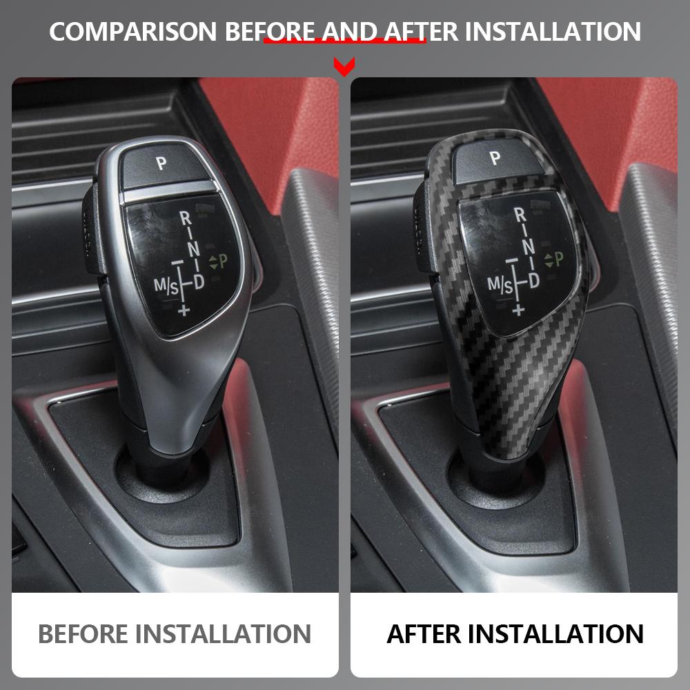 Car Gear Shift Panel Frame Gear Knob Cover Head Trim for BMW F30 F10 F15 F07 F20 F21 F22 F32 F34 F3 Carbon Fiber Pattern