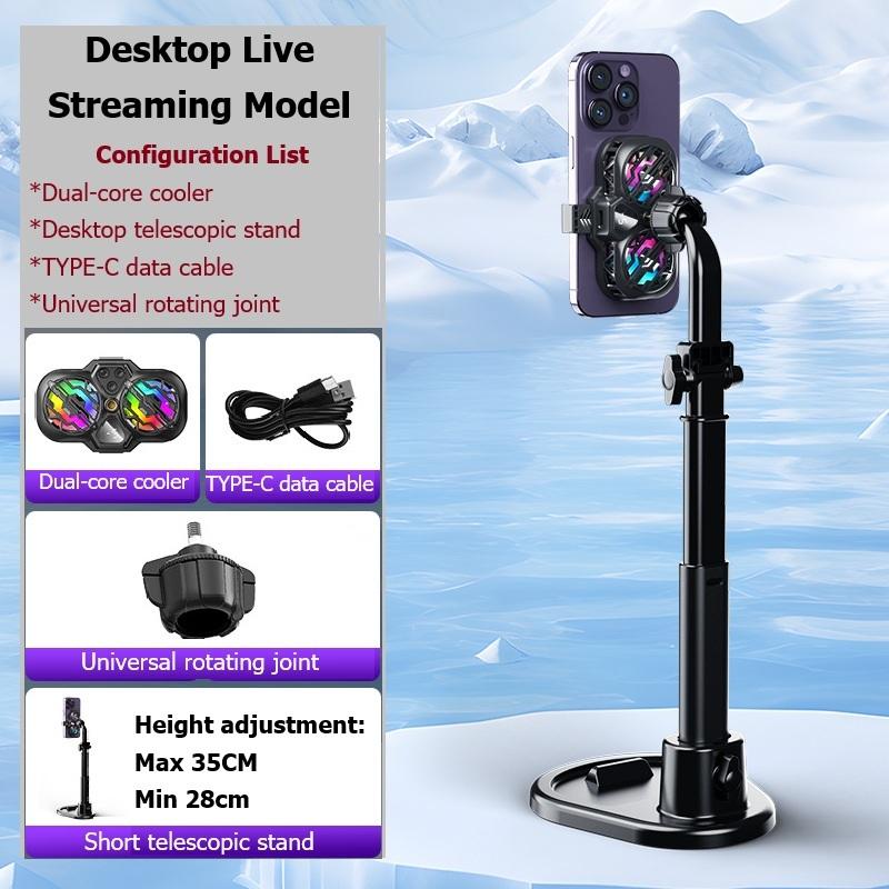 Dual Core Semiconductor Phone Cooler Clip-on Gaming Radiator with Digital Temperature Display RGB Light Cooler for Smartphone