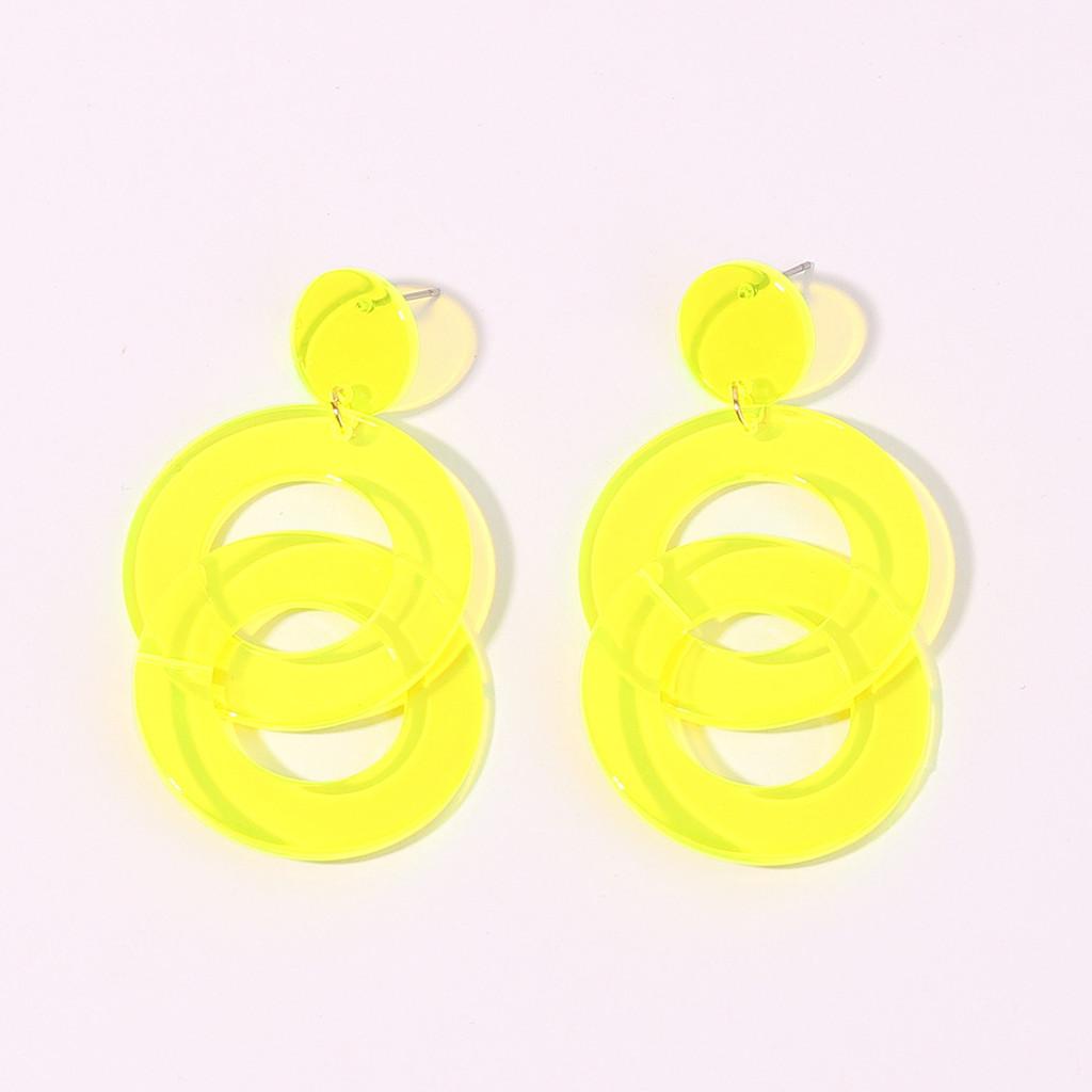 Geometric Acrylic Earrings With Fluorescent Color For Daily Fashion And Gift Use