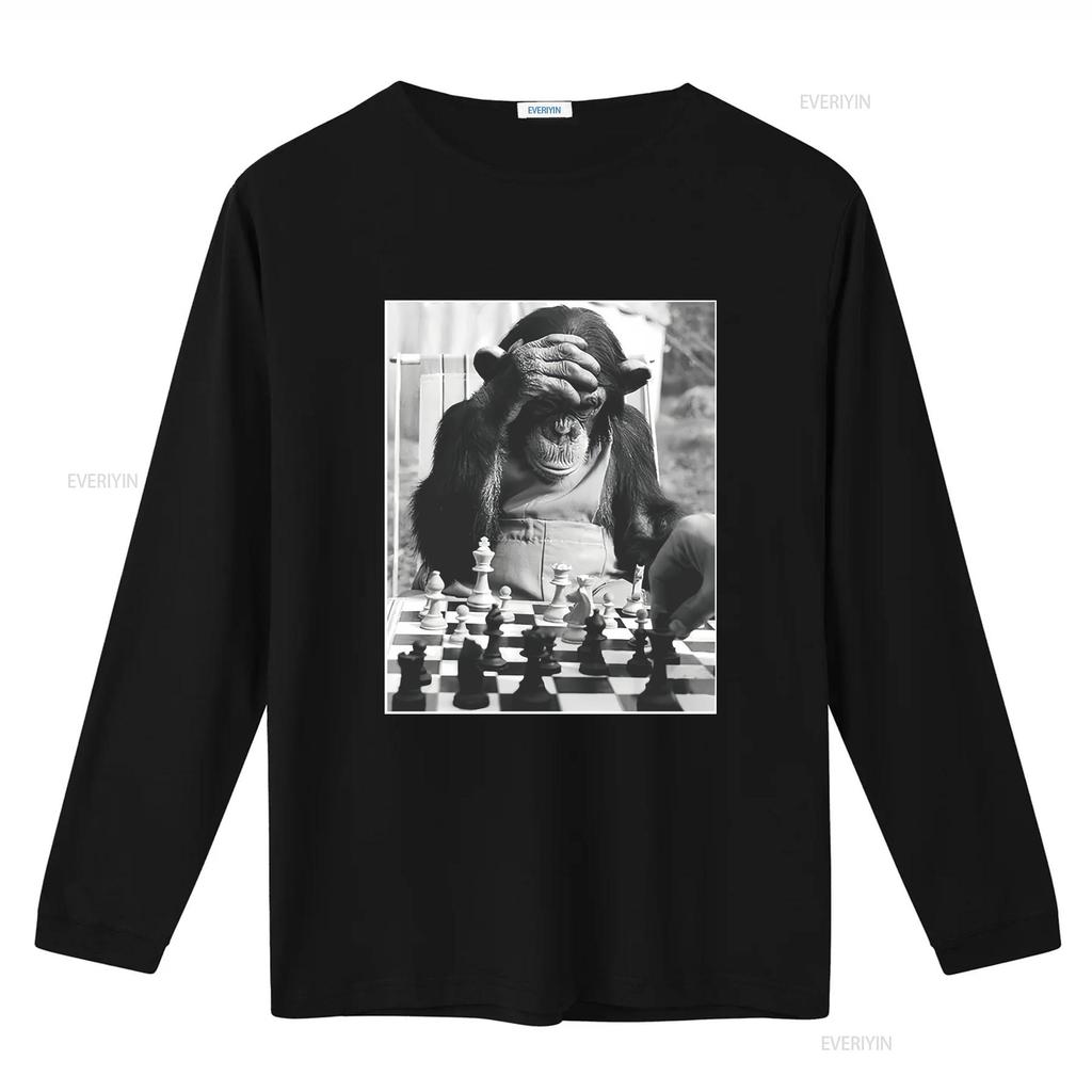 Chimp Playing Chess T Shirt Cool Player Merch For Art Funny vintage Washed Soft Breathable graphic designer clothes homme