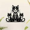 Vintage Metal Wall Art Mother Cat Kittens Striped Fantasy Silhouette Geometric Pattern Living Room Decor Gift for Cat Lovers