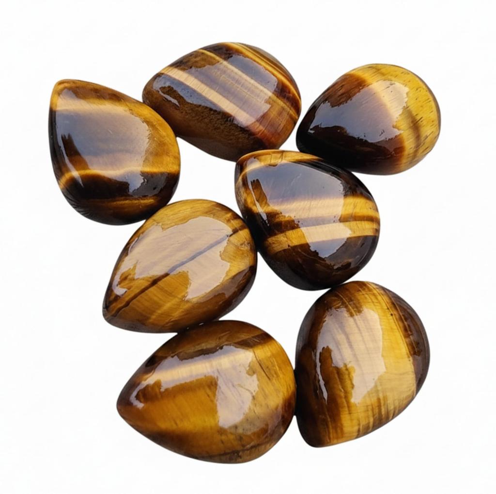 Natural Tiger's Eye Teardrop Cabochons - Polished Golden Tiger's Eye Pear Shaped Stones