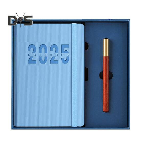 2025 Schedule Planner One Year Organization Monthly Weekly Pages Notebook with Elastic Rope Imitation Leather Cover Planner