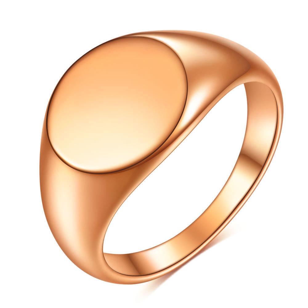 18K Gold Stainless Steel Cross Ring - 12MM, Smooth Surface, Versatile Design with Customizable Laser Logo for Women