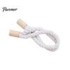 Decorative Curtain Buckle Magnetic Tieback, Cotton Linen Rope Holdback with Wood for Non-damaging Wall Tie Drapes, Backs Bedroom, Boho Room, Nursery,