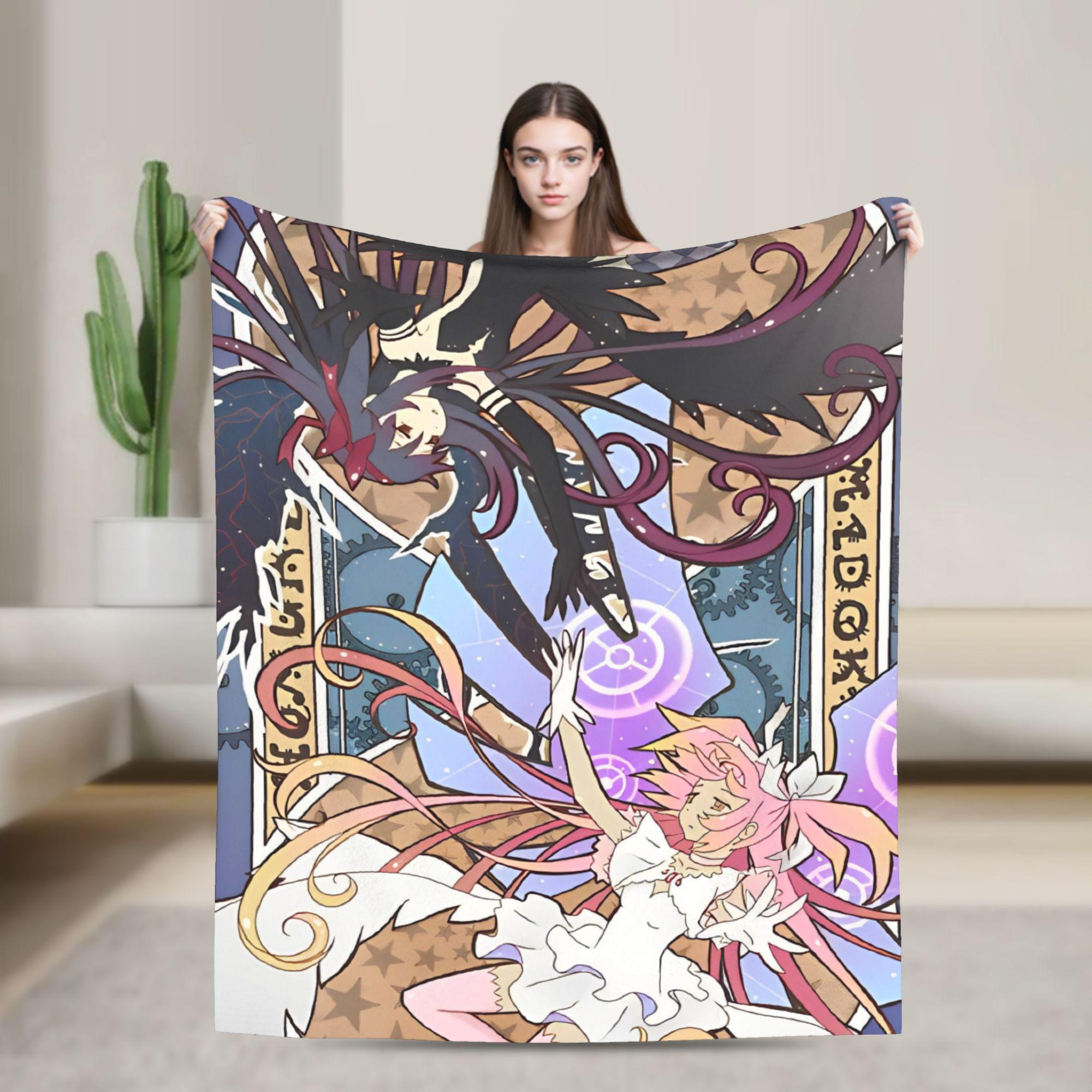 

Puella Magi Madoka Magica Blanket Fleece Air Conditioning Cartoon Breathable Soft Throw Blankets for Home Plush Thin Quilt 75x90cm