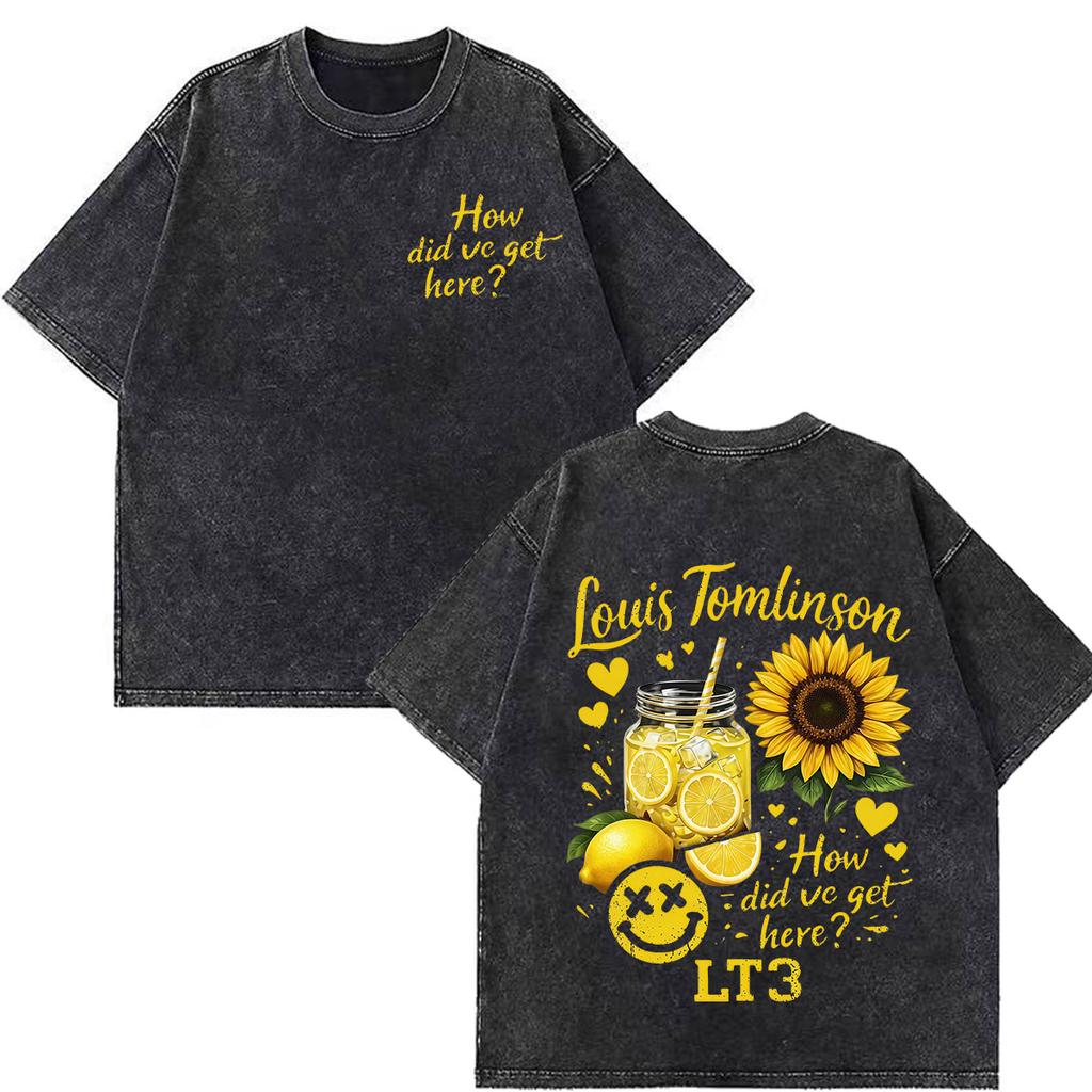 Louis Tomlinson How Did I Get Here Tour 2026 Print Vintage Washed T Shirt Men Women Hip Hop Tshirt Cotton Casual Loose Tshirs