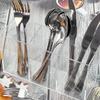 1 szt. Taca organizer na sztućce z 3 przegródkami, Przezroczysty plastikowy pojemnik na sztućce do widelców, łyżek i noży, Odpowiedni na imprezę