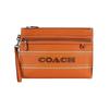 Coach Carry Pouch 29 Embossed Logo Zipper Closure Striped Pebble Leather Storage Clutch Large Women Clutch Brown CH069-QBNP6