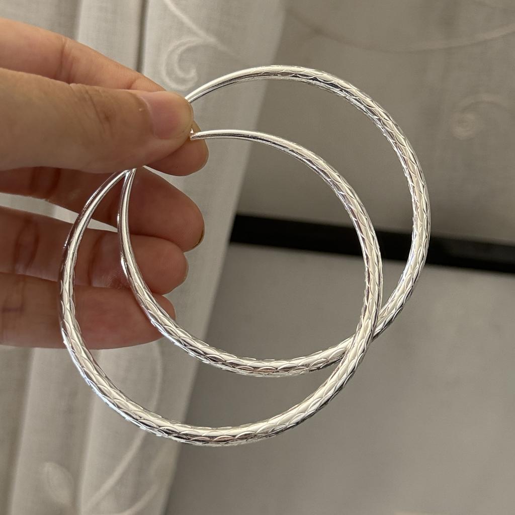 Xiaomi 925 Sterling Silver Vintage Earrings For Women Trendy Simple Big Round 70mm Earring Jewelry Prevent Allergy Party Accessories