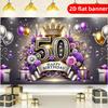 Happy 50th Birthday Background Cloth Flag Party Background Tapestry Indoor and Outdoor Banners