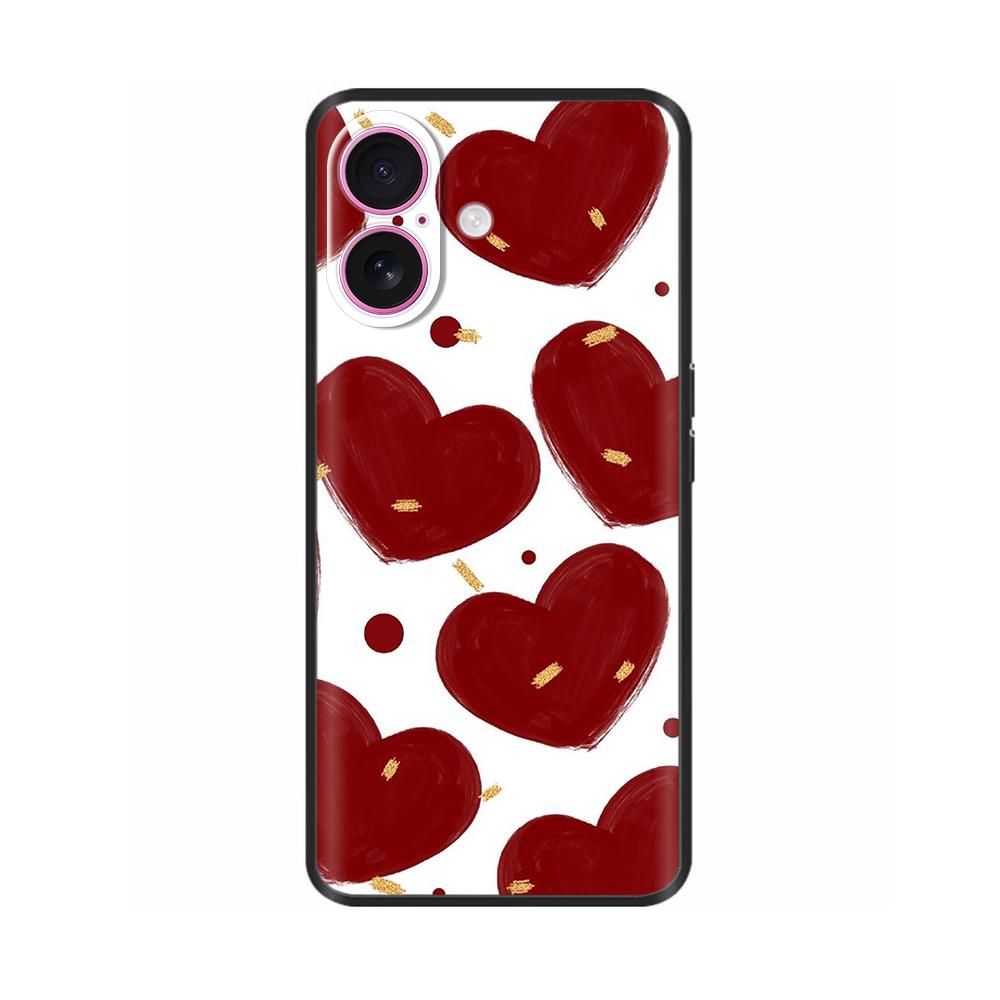 Case For Apple iPhone 16 16 Pro Max Plus Heart Butterfly Full Protection Soft Liquid Silicone Cover for iPhone 16 Plus Pro Max