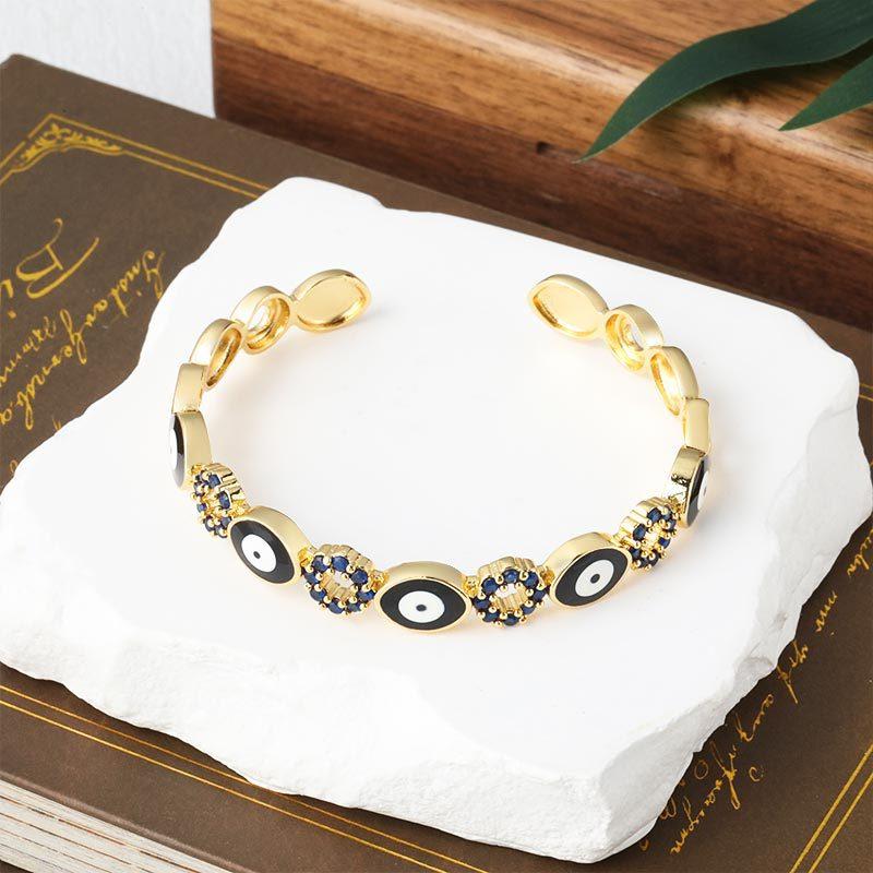 European and American Style Colorful Zircon Oil Dripping Zircon Geometric Devil's Eye Open Bracelet