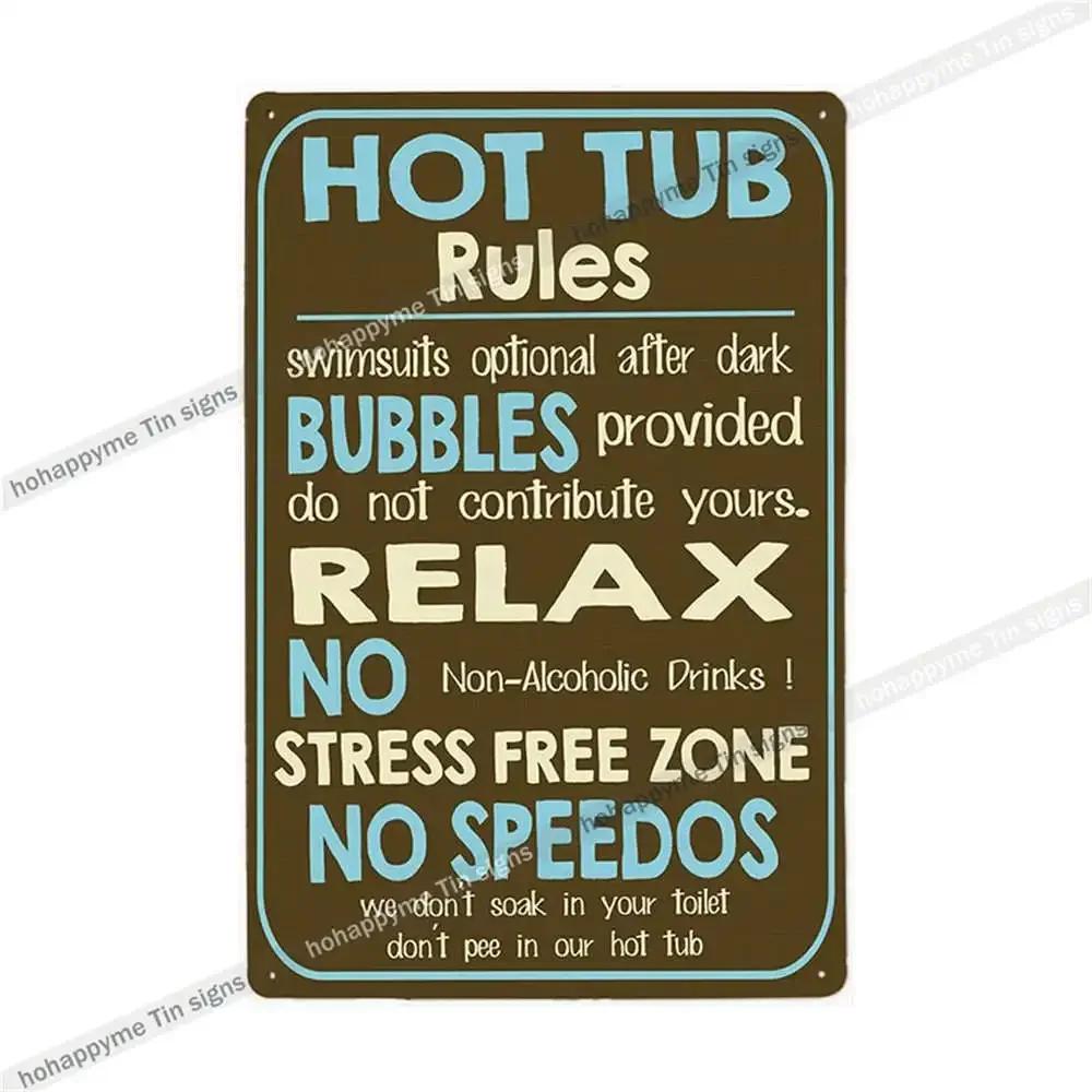 Funny Hot Tub Welcome Metal Sign (20x30cm) | Vintage | Beach/Bathroom/Bar Decor